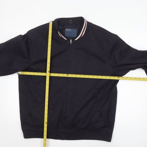 EASY Mens Blue Bomber Jacket XL Full Zip Casual Cotton Blend