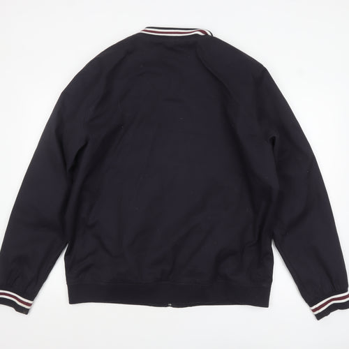EASY Mens Blue Bomber Jacket XL Full Zip Casual Cotton Blend