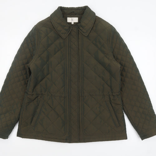 CC Women Green Quilted Mid-Length Jacket Size 14