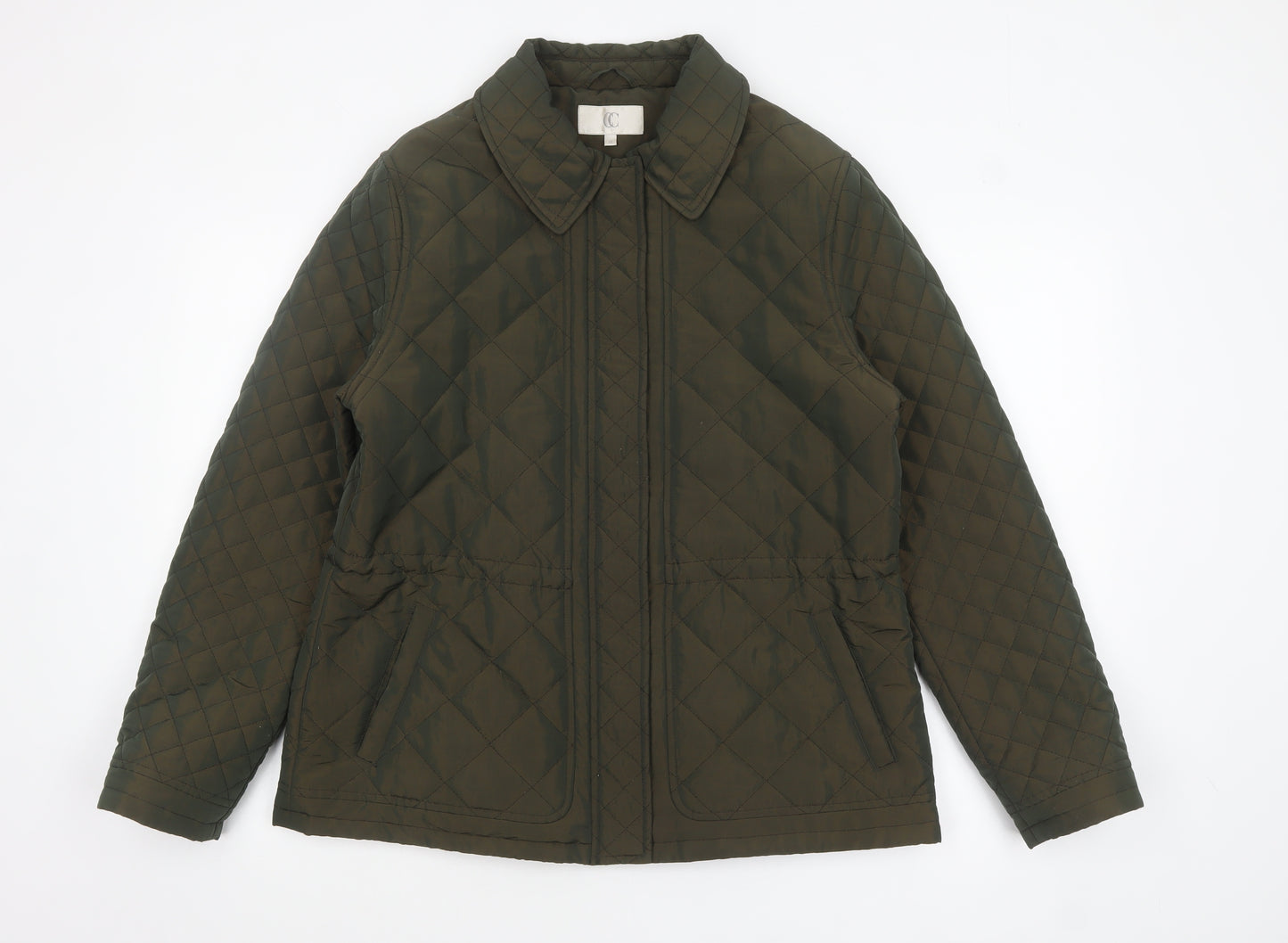 CC Women Green Quilted Mid-Length Jacket Size 14