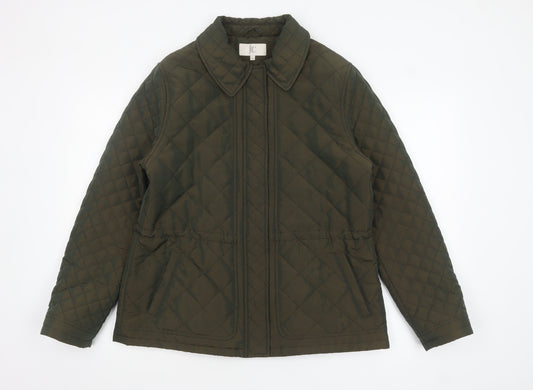 CC Women Green Quilted Mid-Length Jacket Size 14