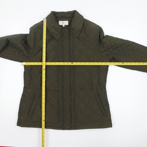 CC Women Green Quilted Mid-Length Jacket Size 14