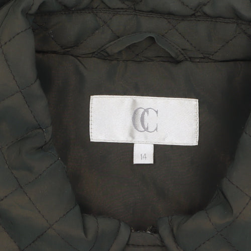 CC Women Green Quilted Mid-Length Jacket Size 14