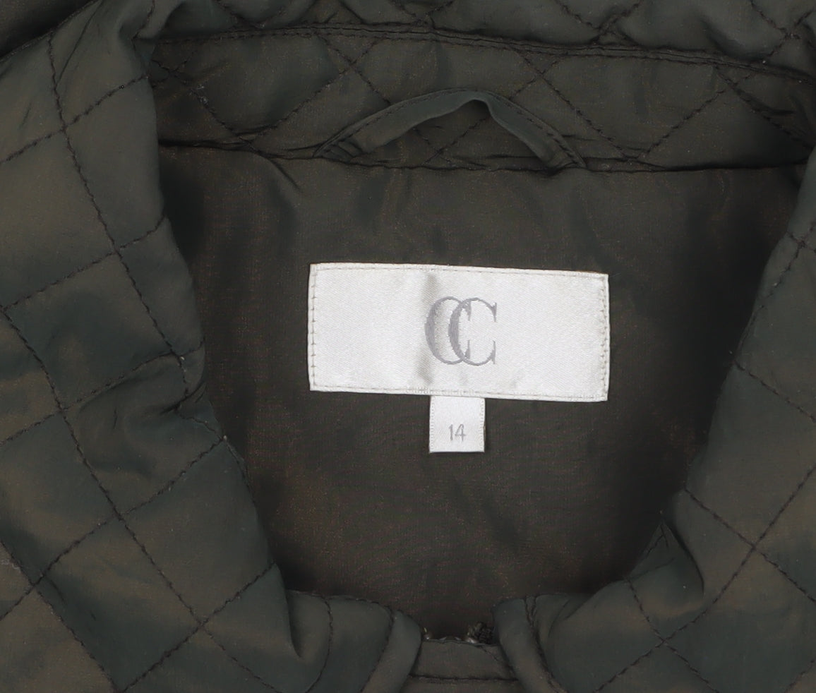 CC Women Green Quilted Mid-Length Jacket Size 14