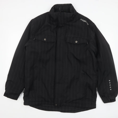 TOG24 Men's Black Pinstripe Mid-Length Lined Jacket Size M