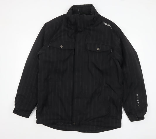 TOG24 Men's Black Pinstripe Mid-Length Lined Jacket Size M