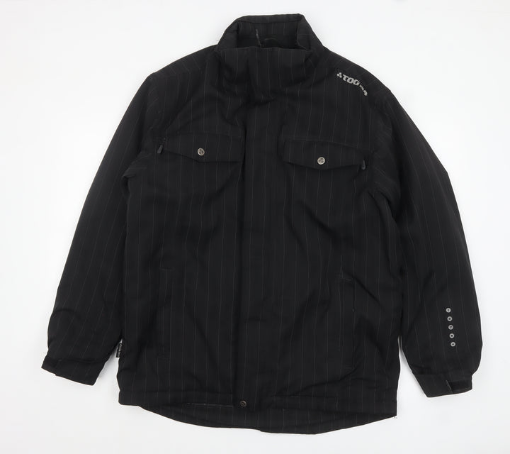 TOG24 Men's Black Pinstripe Mid-Length Lined Jacket Size M