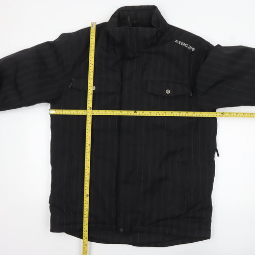 TOG24 Men's Black Pinstripe Mid-Length Lined Jacket Size M