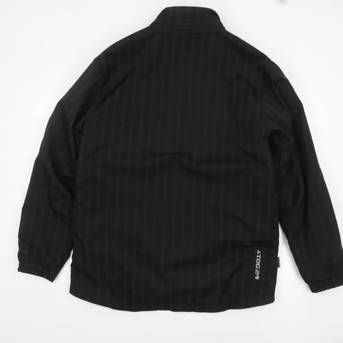 TOG24 Men's Black Pinstripe Mid-Length Lined Jacket Size M