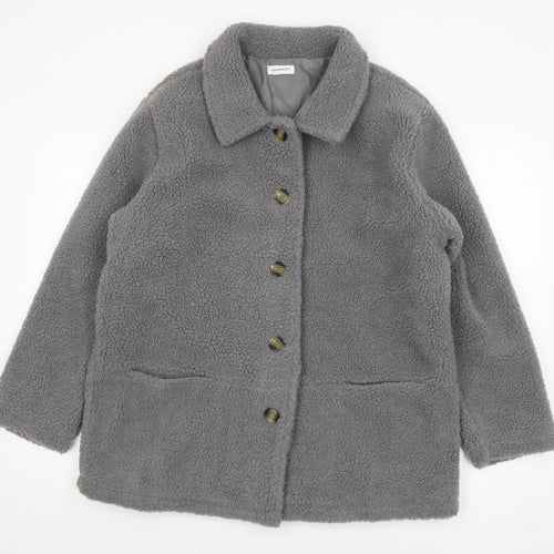 Damart Women’s Grey Fleece Button Mid-Length Coat Size 16