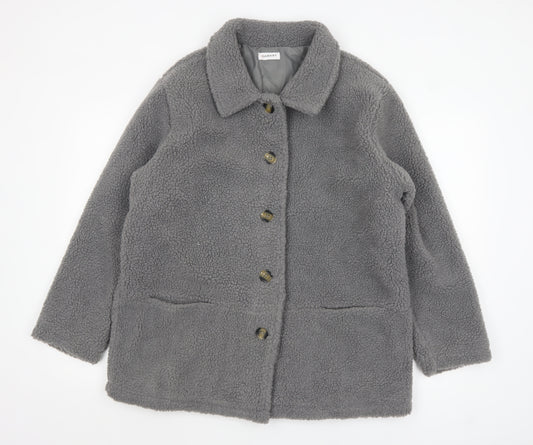 Damart Women’s Grey Fleece Button Mid-Length Coat Size 16