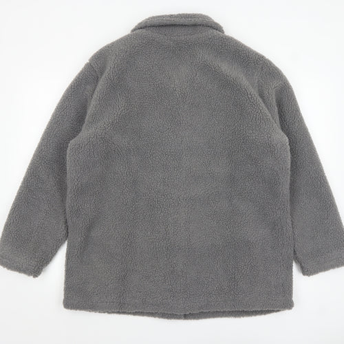 Damart Women’s Grey Fleece Button Mid-Length Coat Size 16