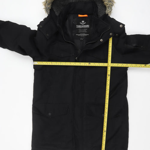 Threadbare Men's Black Polyester Faux Fur Hood Parka Coat Size S