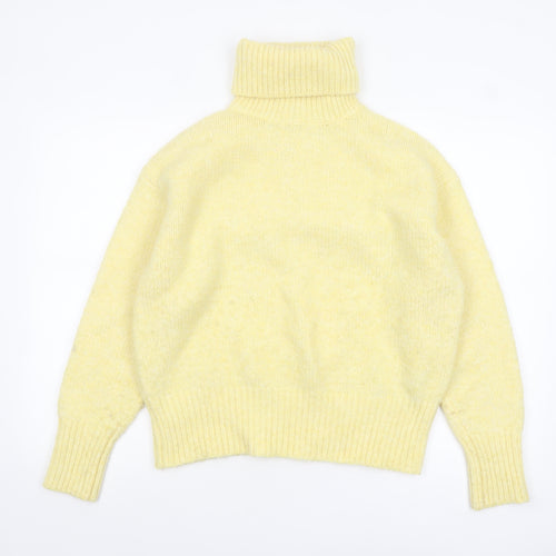Zara Women's Yellow Roll Neck Knit Jumper Size S