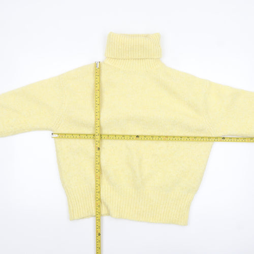 Zara Women's Yellow Roll Neck Knit Jumper Size S