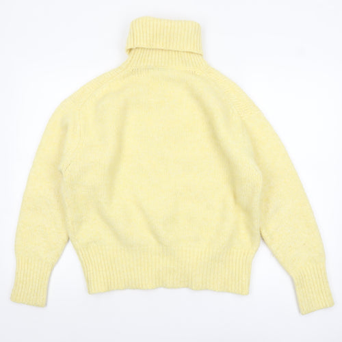 Zara Women's Yellow Roll Neck Knit Jumper Size S