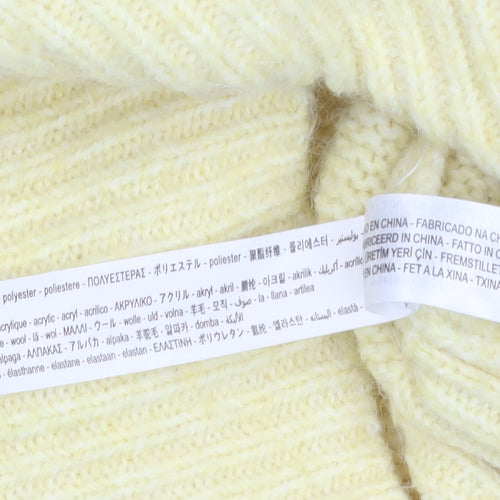 Zara Women's Yellow Roll Neck Knit Jumper Size S
