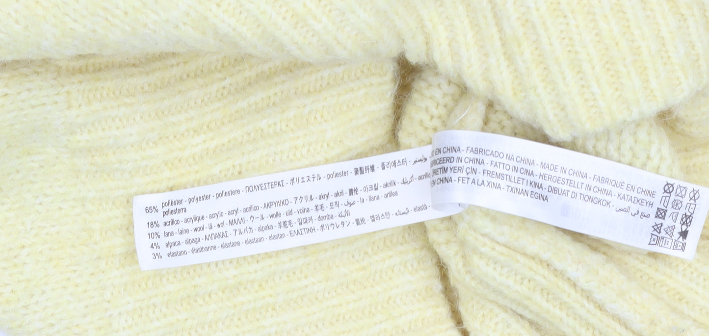 Zara Women's Yellow Roll Neck Knit Jumper Size S