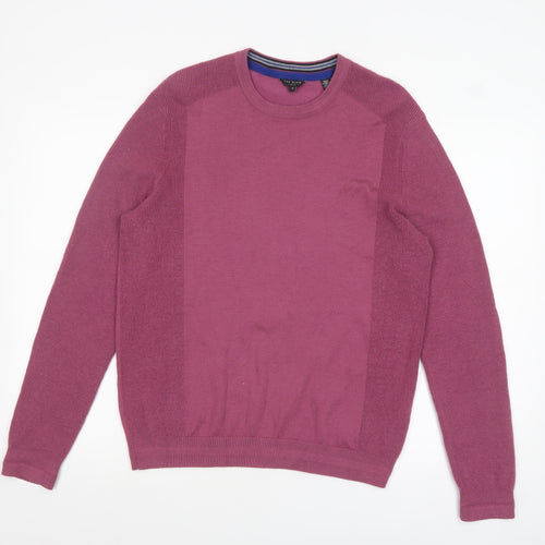 Ted Baker Men's Purple Crew Neck Wool Blend Jumper Size M