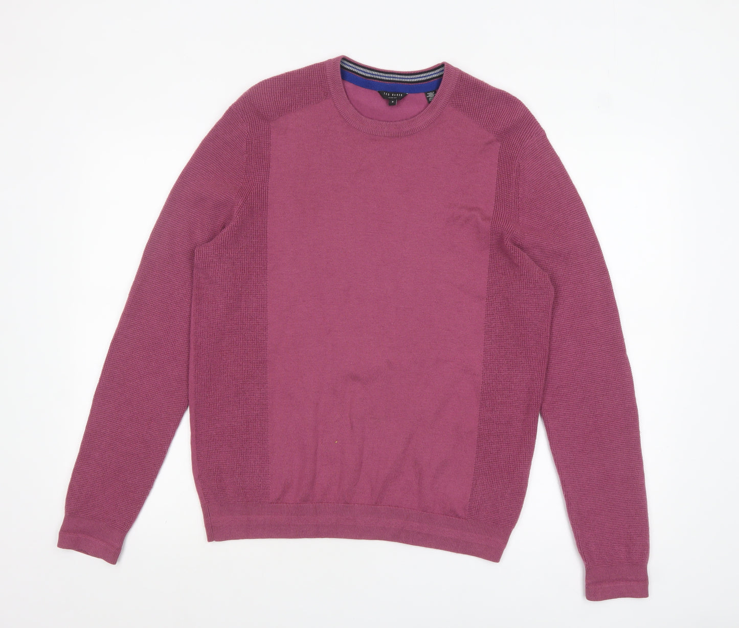 Ted Baker Men's Purple Crew Neck Wool Blend Jumper Size M