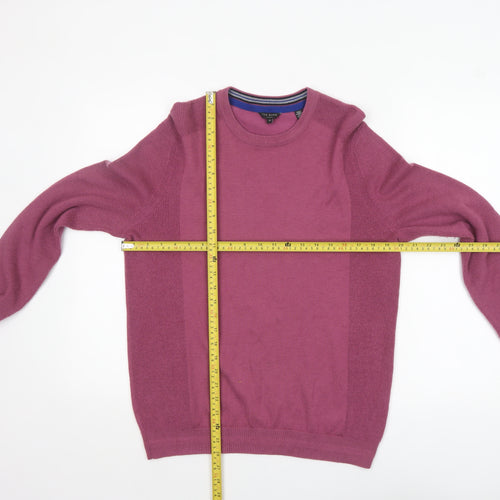 Ted Baker Men's Purple Crew Neck Wool Blend Jumper Size M