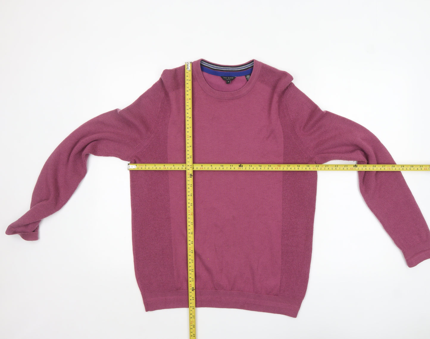 Ted Baker Men's Purple Crew Neck Wool Blend Jumper Size M