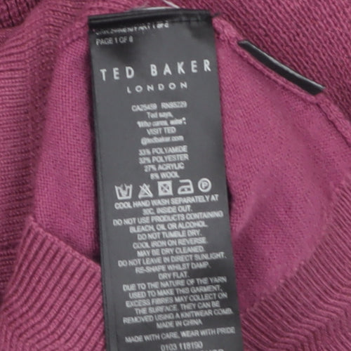 Ted Baker Men's Purple Crew Neck Wool Blend Jumper Size M