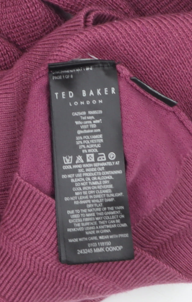 Ted Baker Men's Purple Crew Neck Wool Blend Jumper Size M