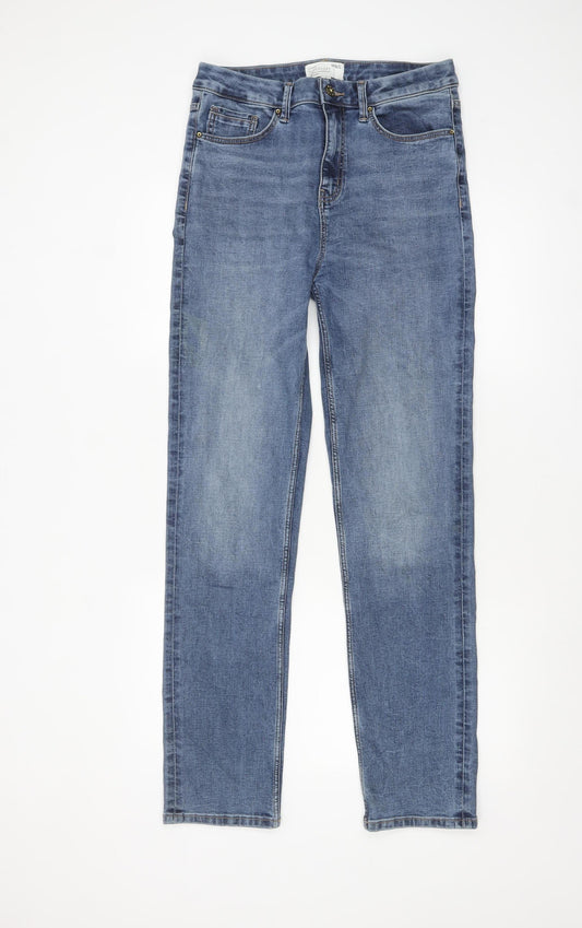 Marks and Spencer Women Blue Size 12L Straight Jeans Stretch Denim
