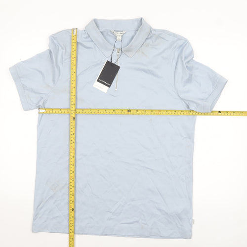 Marks and Spencer Autograph Men's Light Blue Supima Cotton Zip Polo L