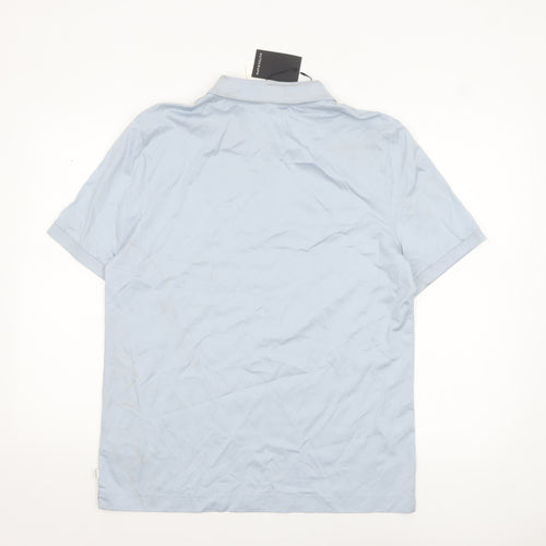 Marks and Spencer Autograph Men's Light Blue Supima Cotton Zip Polo L