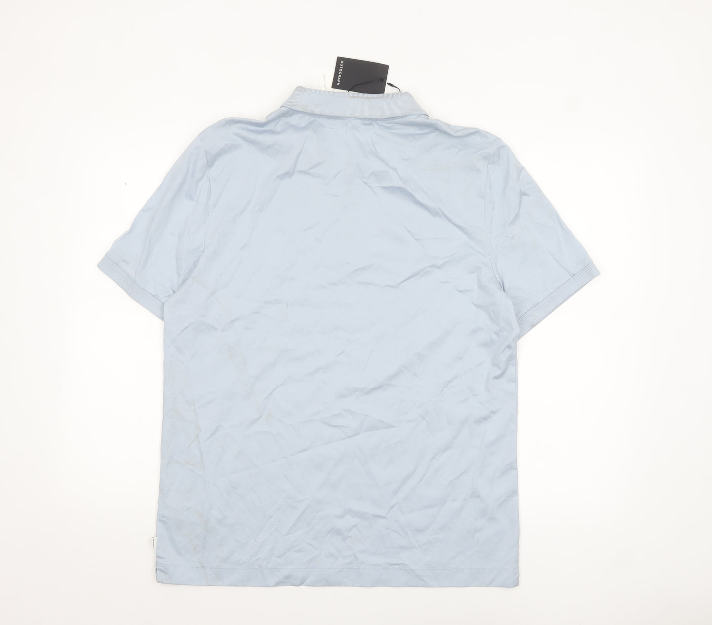 Marks and Spencer Autograph Men's Light Blue Supima Cotton Zip Polo L