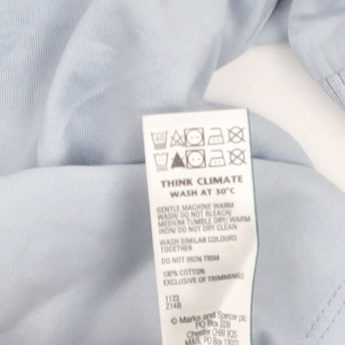 Marks and Spencer Autograph Men's Light Blue Supima Cotton Zip Polo L