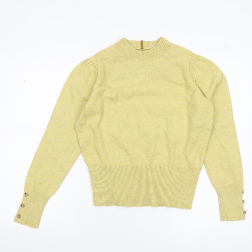 Marks and Spencer Per Una Women's Yellow Size 12 Crew Neck Wool Blend Jumper