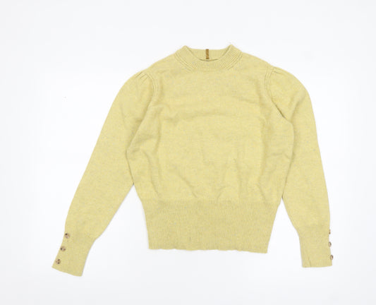 Marks and Spencer Per Una Women's Yellow Size 12 Crew Neck Wool Blend Jumper