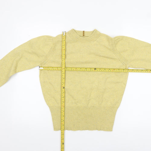 Marks and Spencer Per Una Women's Yellow Size 12 Crew Neck Wool Blend Jumper