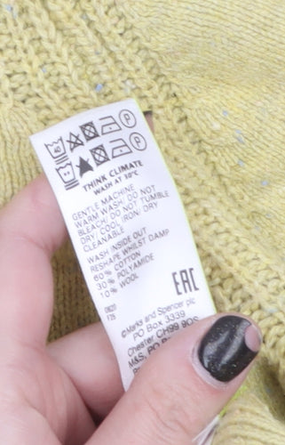 Marks and Spencer Per Una Women's Yellow Size 12 Crew Neck Wool Blend Jumper