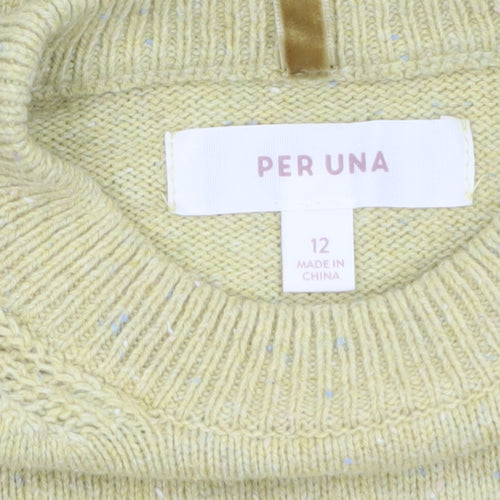 Marks and Spencer Per Una Women's Yellow Size 12 Crew Neck Wool Blend Jumper