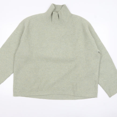 Uniqlo Women’s Beige Wool Blend Ribbed Mock Neck Jumper XL