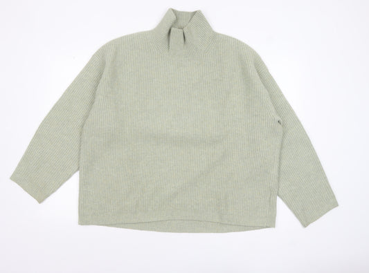 Uniqlo Women’s Beige Wool Blend Ribbed Mock Neck Jumper XL