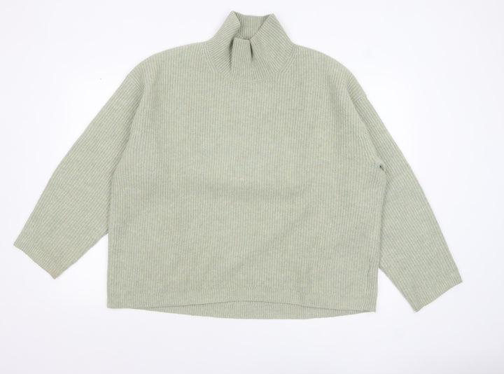 Uniqlo Women’s Beige Wool Blend Ribbed Mock Neck Jumper XL