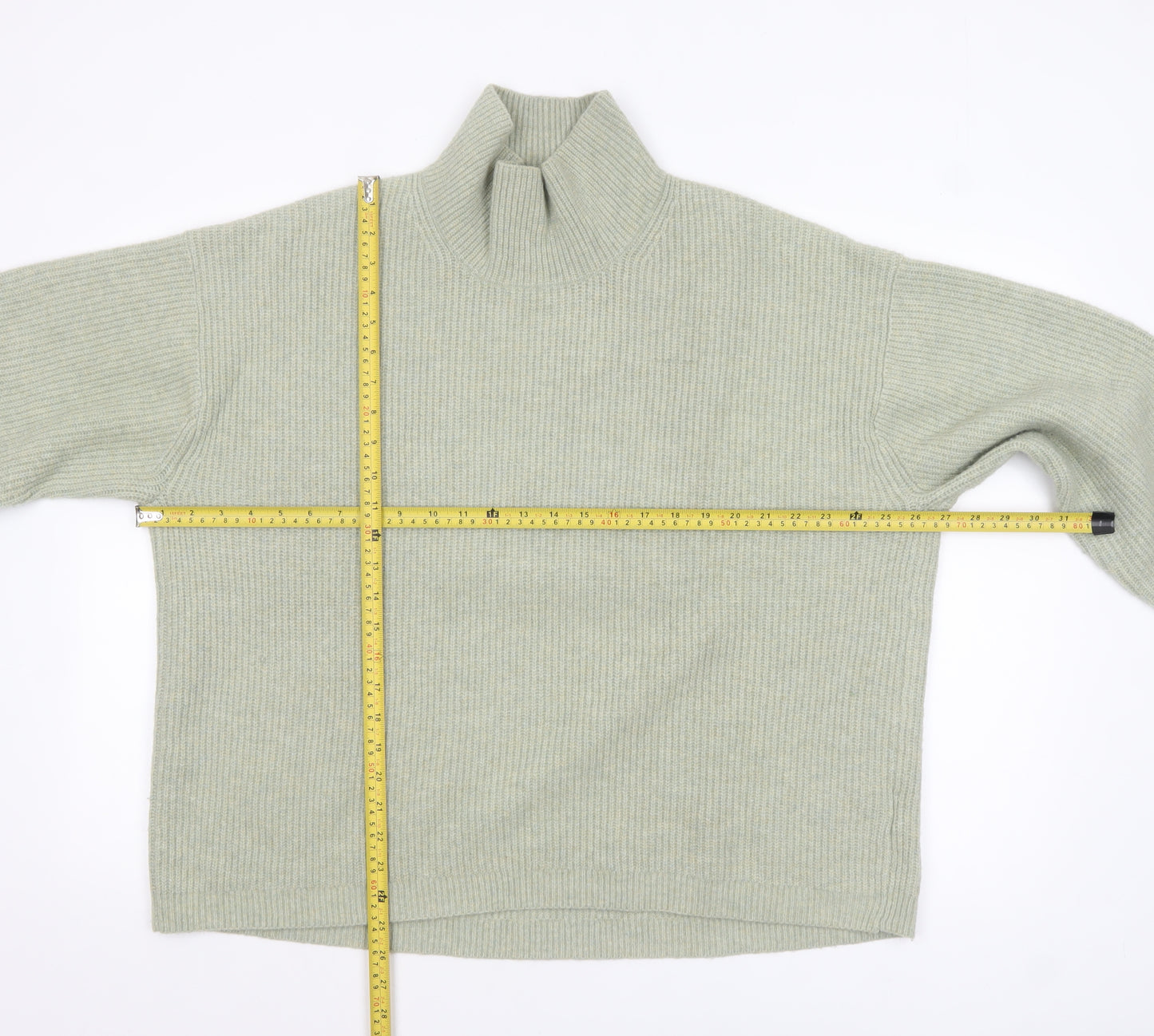 Uniqlo Women’s Beige Wool Blend Ribbed Mock Neck Jumper XL