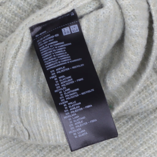 Uniqlo Women’s Beige Wool Blend Ribbed Mock Neck Jumper XL