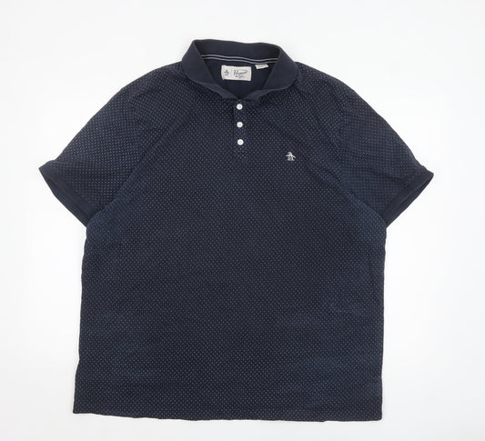 Original Penguin Men's Blue 3XL Geometric Cotton Polo Shirt