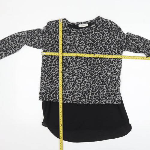 Oasis Women’s Grey Leopard Print Knit Tunic Blouse Size S