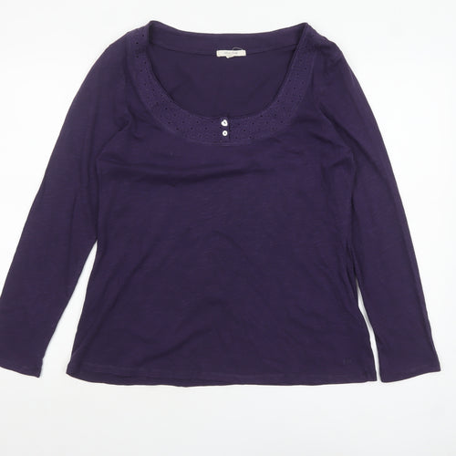 White Stuff Women's Purple Long Sleeve Cotton Top Size 16