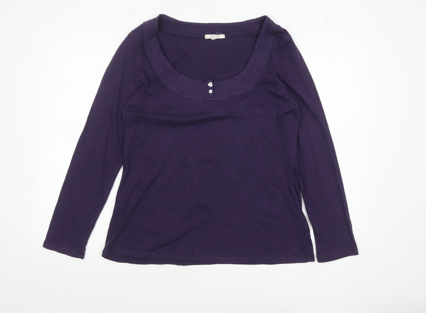 White Stuff Women's Purple Long Sleeve Cotton Top Size 16