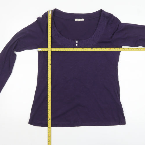 White Stuff Women's Purple Long Sleeve Cotton Top Size 16