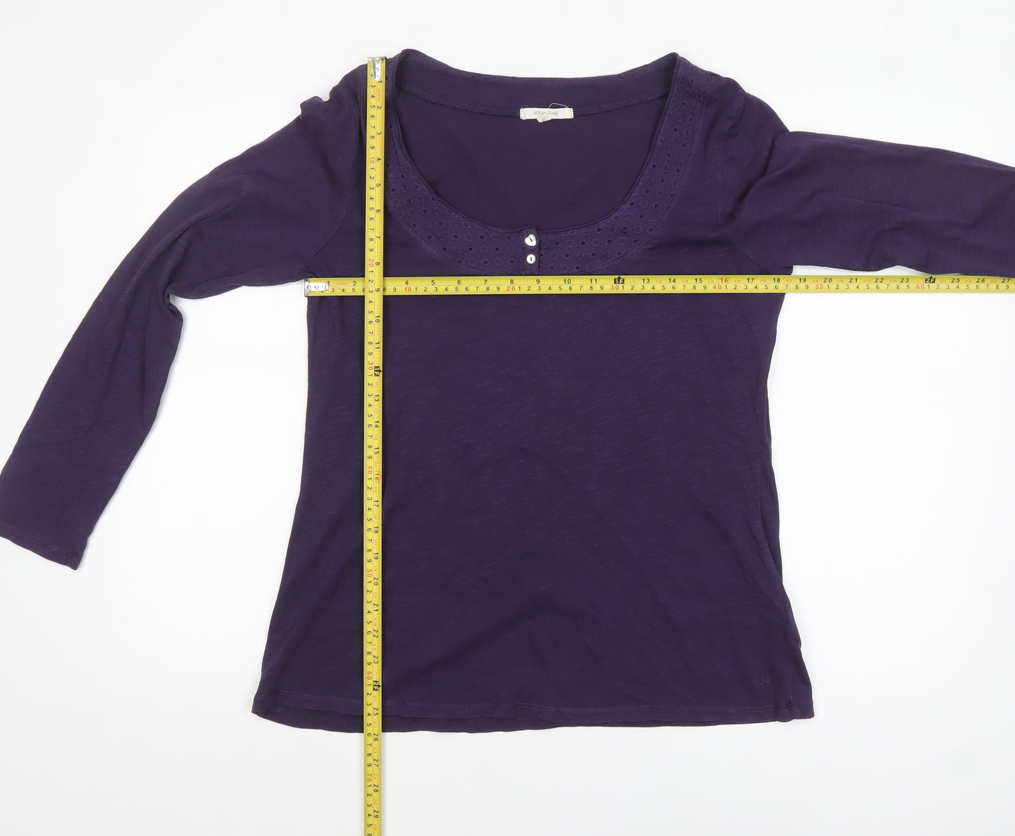White Stuff Women's Purple Long Sleeve Cotton Top Size 16