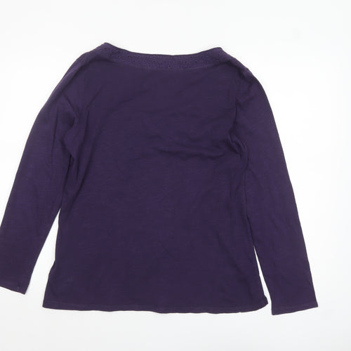 White Stuff Women's Purple Long Sleeve Cotton Top Size 16